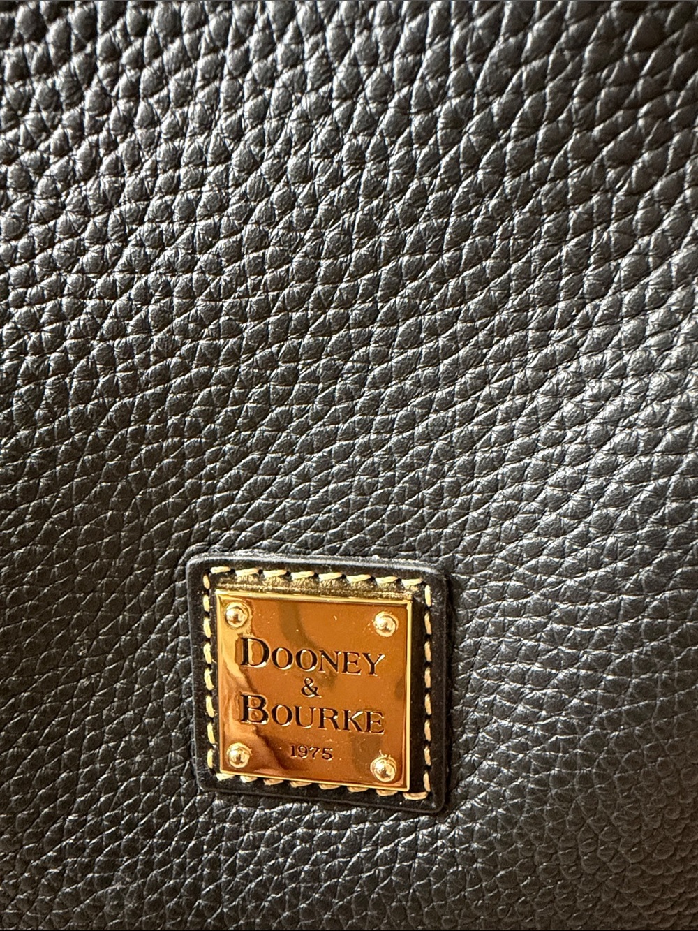 Dooney & Bourke Black Pebbled Leather Dome Satchel with Gold Hardware NWOT - Picture 3 of 13